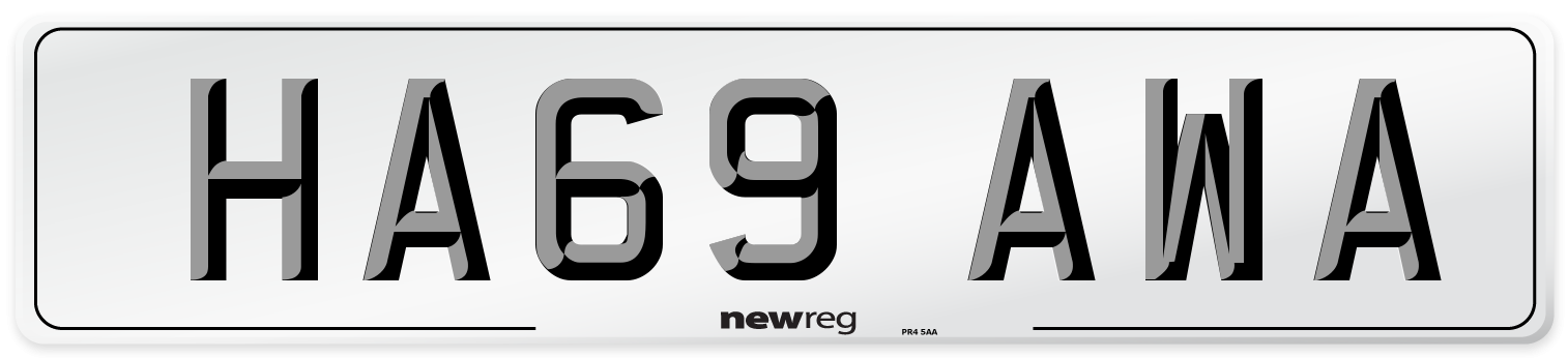 HA69 AWA Number Plate from New Reg